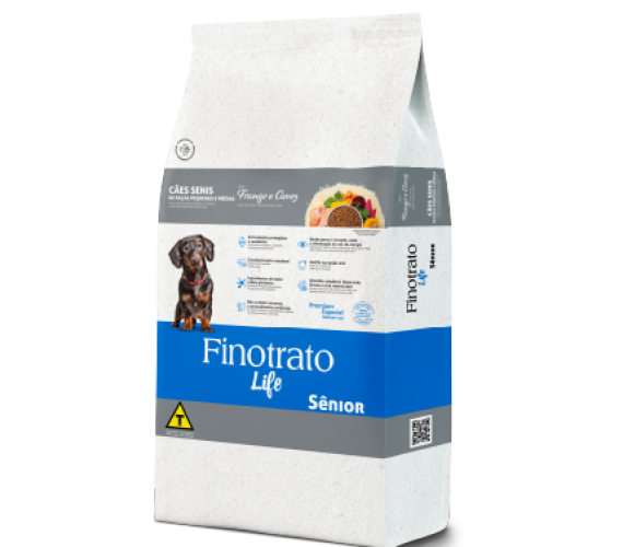 Finotrato Life Sênior Frango e Arroz Cães Senis de Raças Pequenas e Médias